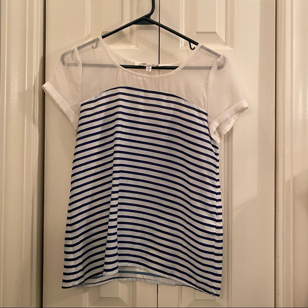 Navy and White Stripped Top